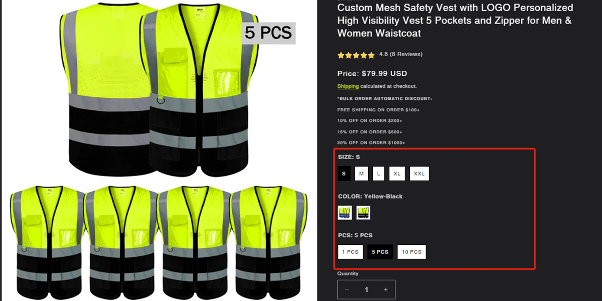 What does "PCS" mean in specification selection? Safetyin