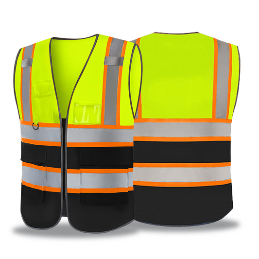 yellow and black safety apparel