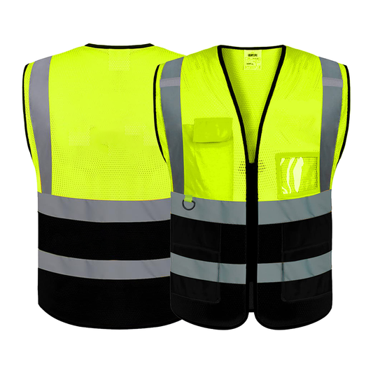 mesh safety vest  yellow and black