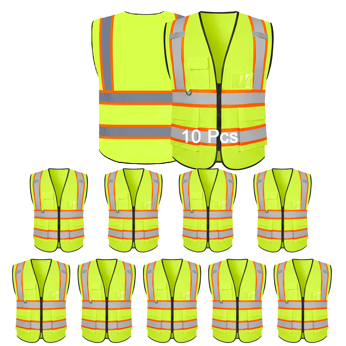 10 pcs safety vest yellow