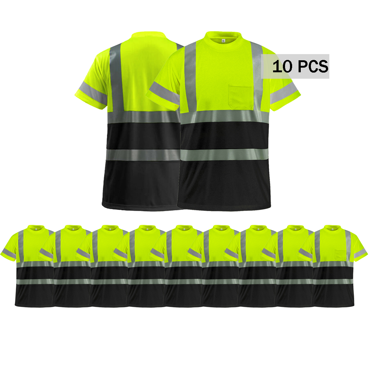 10 pack safety shirt yellow and black