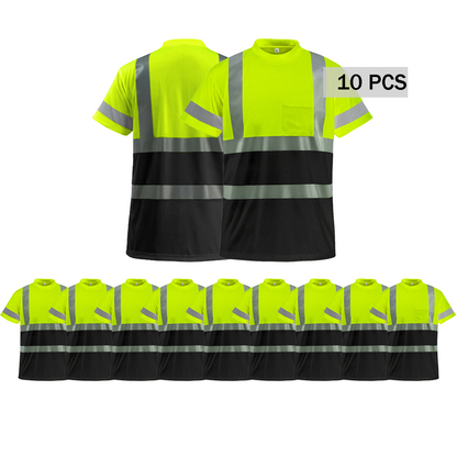 10 pack safety shirt yellow and black
