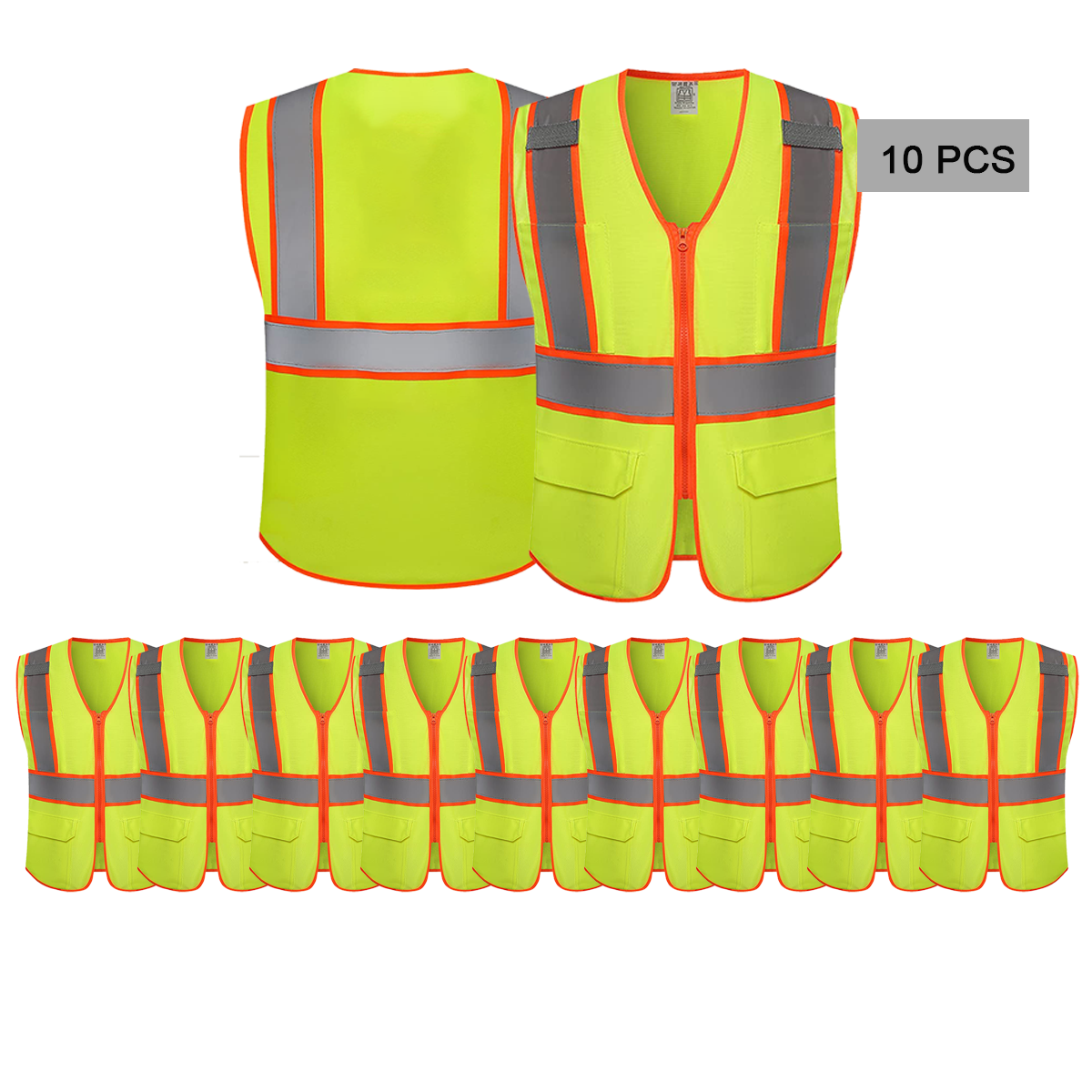 10pack safety vest yellow 