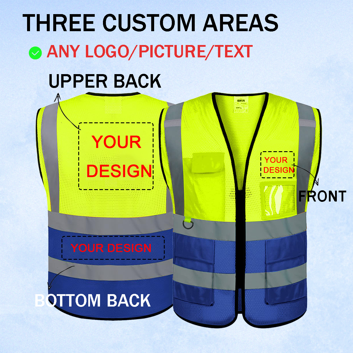 Custom Mesh Safety Vest with LOGO Personalized High Visibility Vest ...
