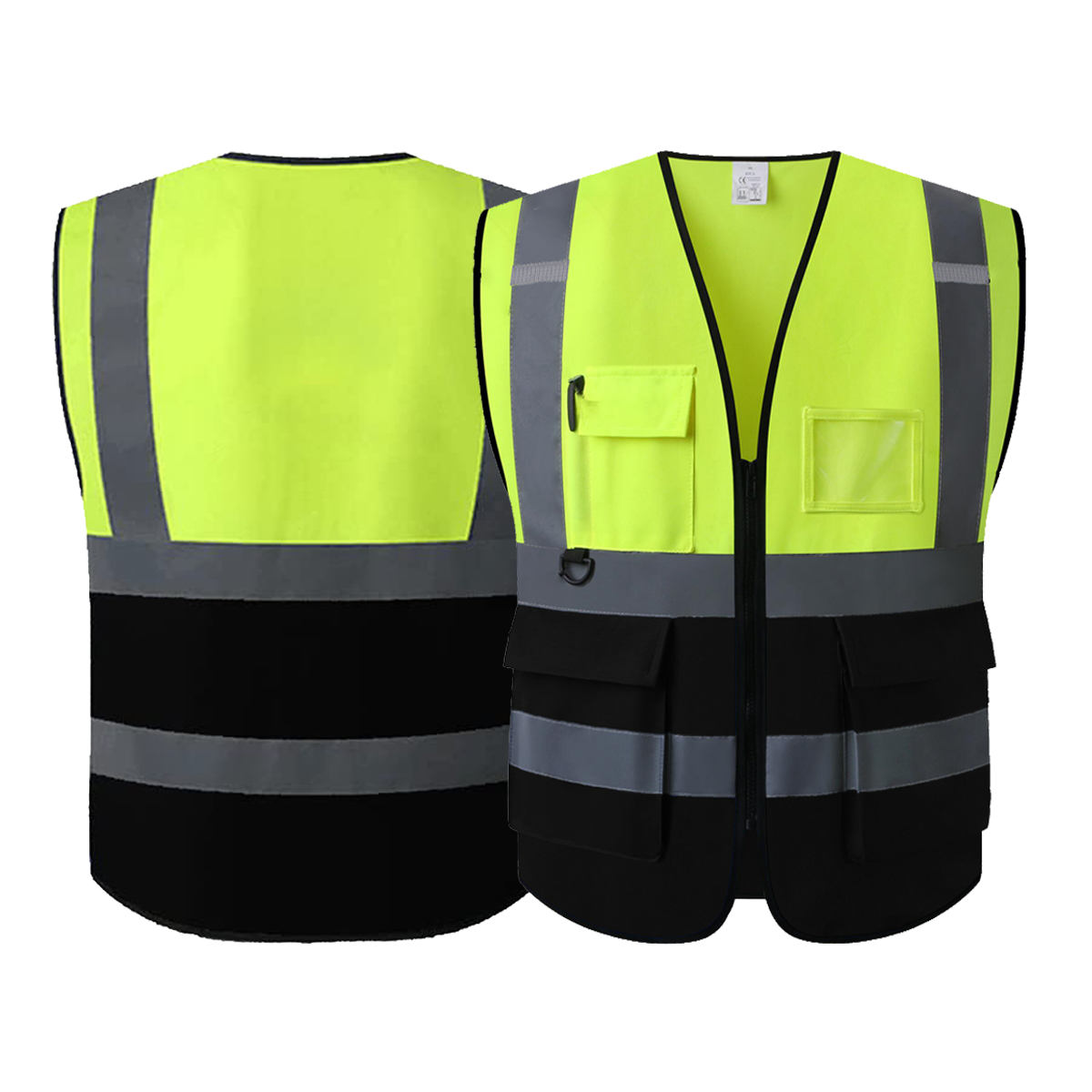 yellow and black safety vest with D ring