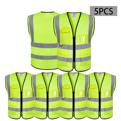 Custom Mesh Safety Vest Customized Logo Class 2 High Visibility Reflective Vest with 5 Pockets Construction Workwear