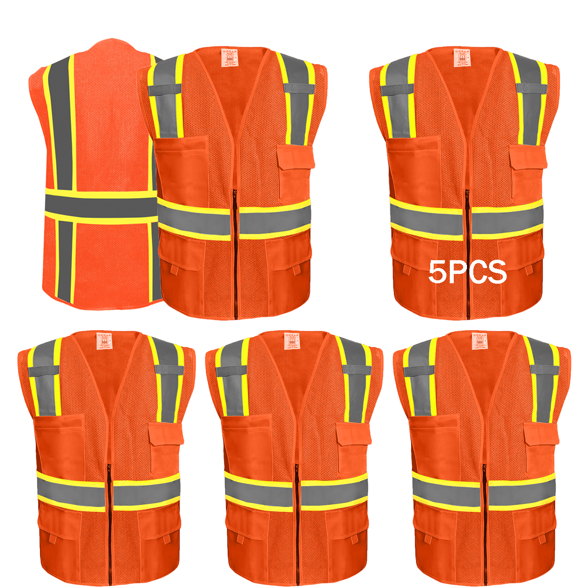 5pcs orange vest