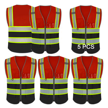 red and black with yellow edge vest
