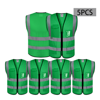 Custom Mesh Safety Vest Customized Logo Class 2 High Visibility Reflective Vest with 5 Pockets Construction Workwear