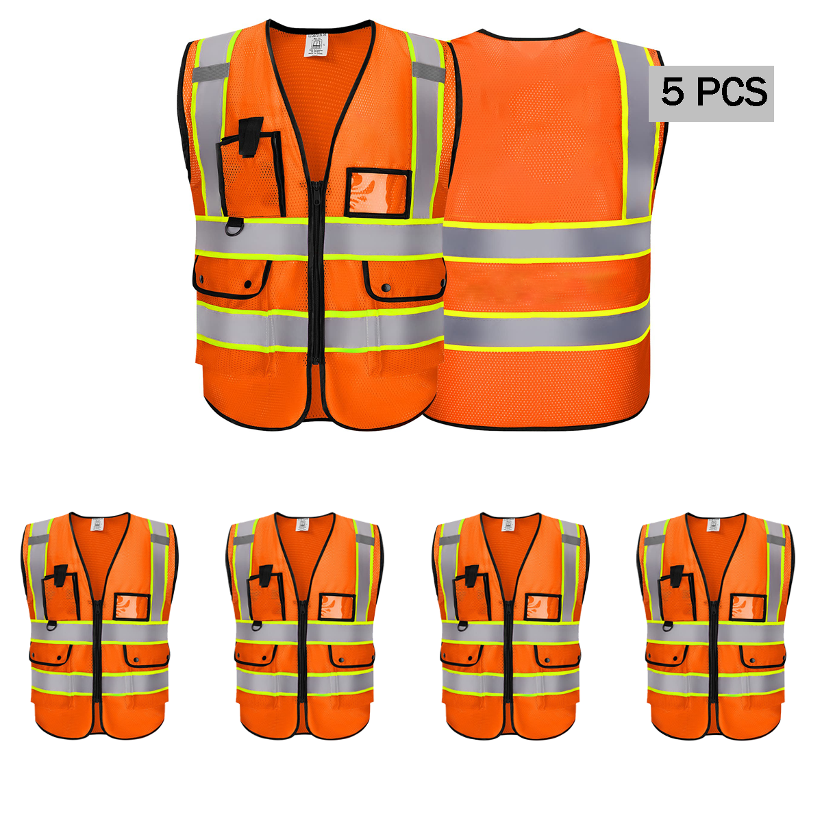 orange safety vest 5pack