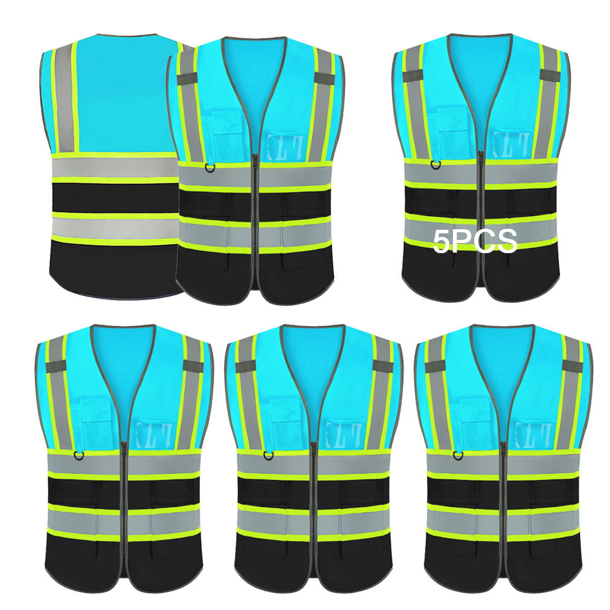 blue and black with yellow edge vest