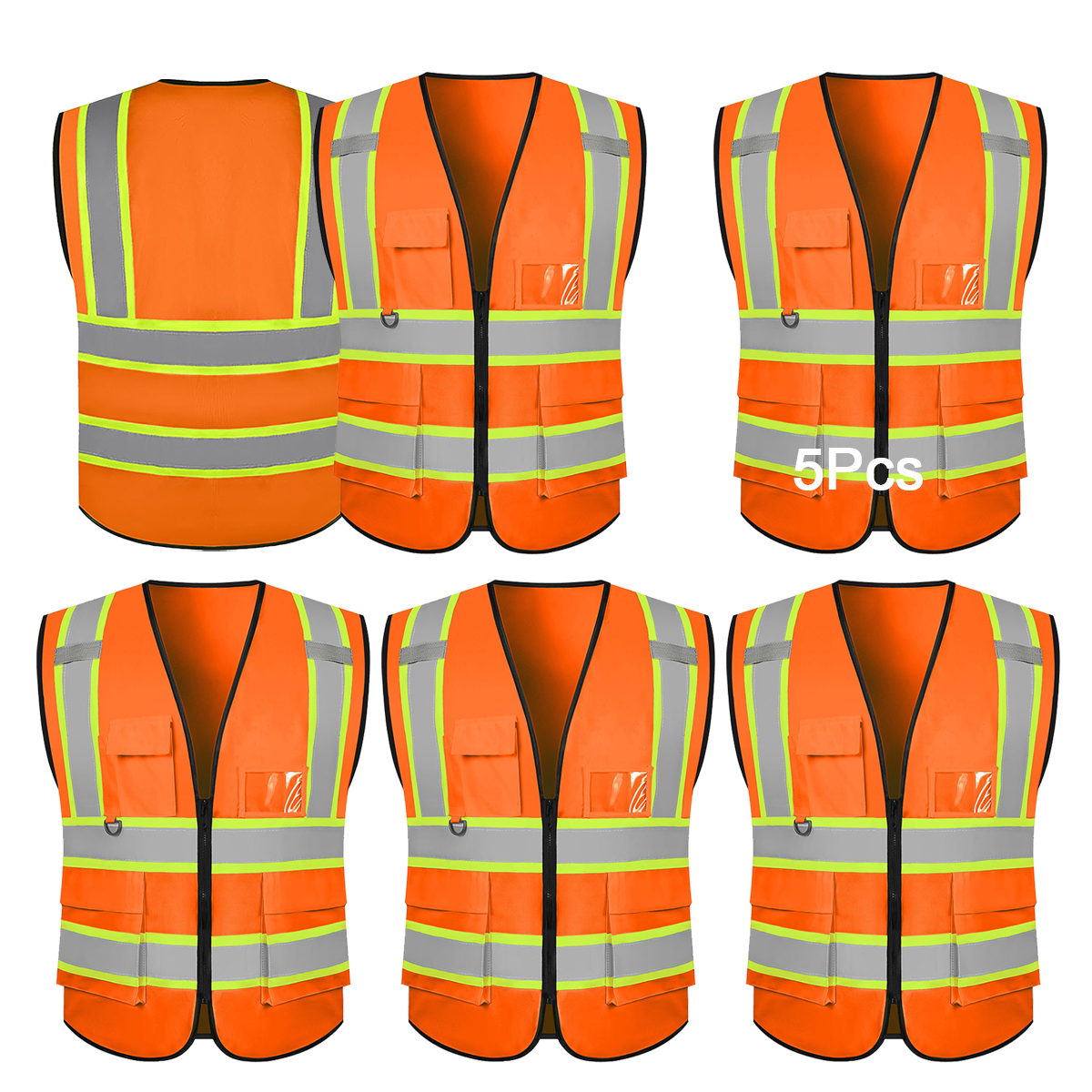 orange safety vest with  yellow edging 5 pcs