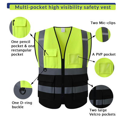 Multi-pocket high visibility safety vest