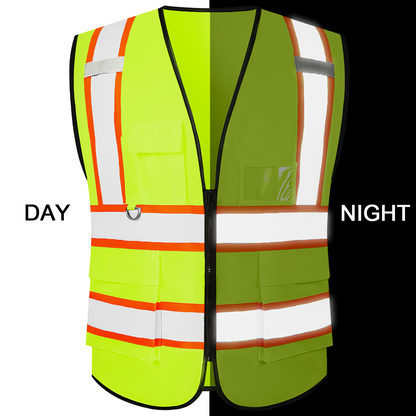 high visibility vest on  the night