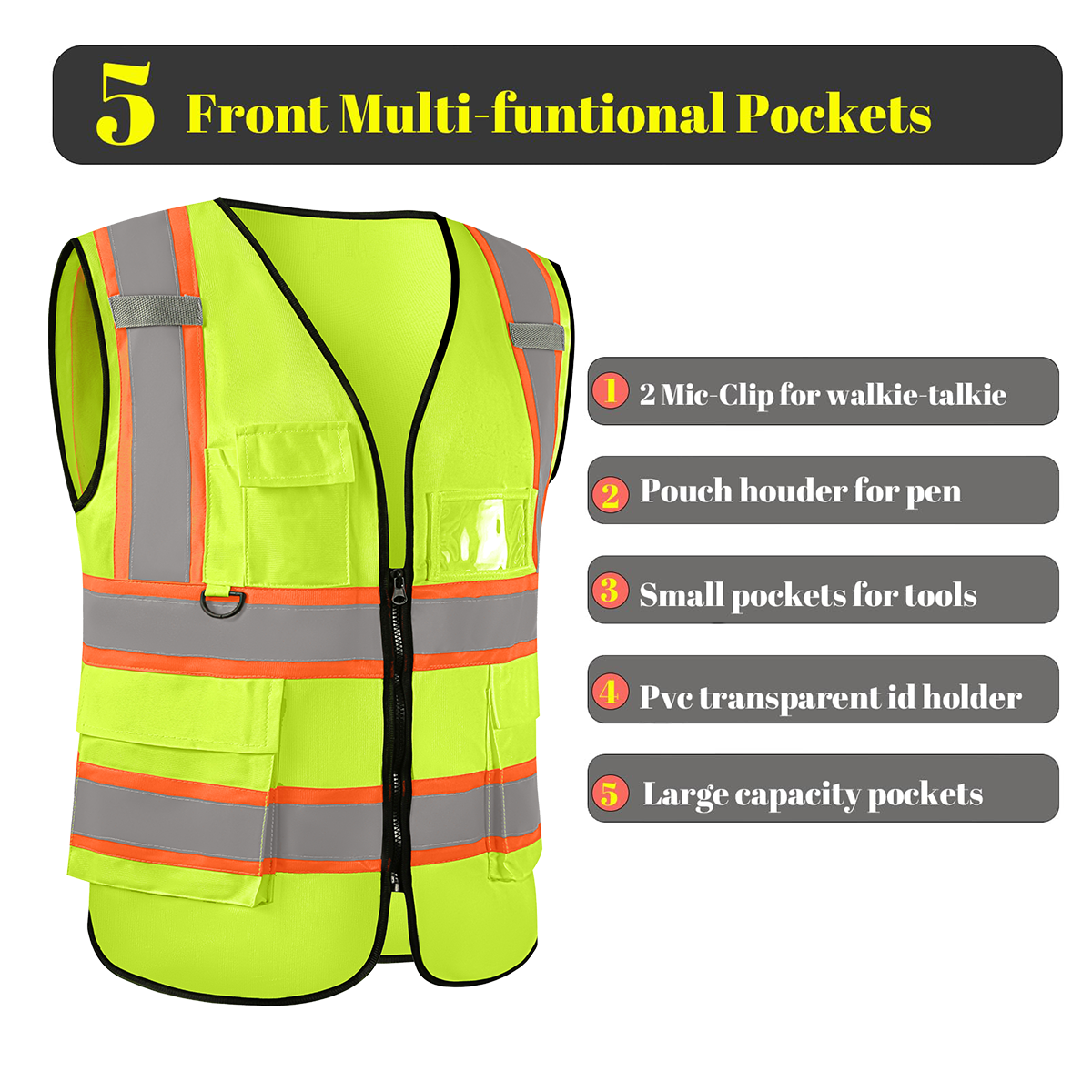 Front Multi funtional Pockets Vest